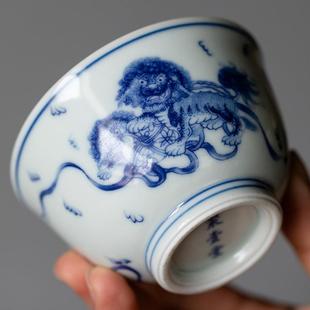 青花大号主人杯手工单杯品茗杯个人专用陶瓷茶杯功夫茶具