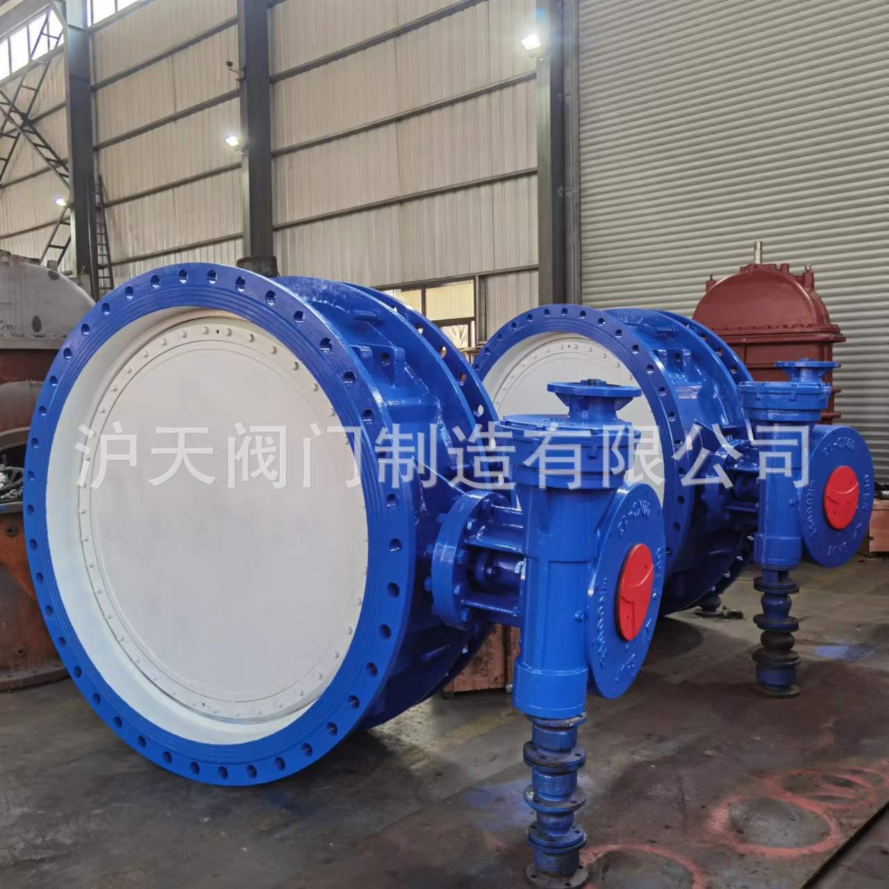 沪阀门工厂墨铸铁软密球封双向偏心伸缩蝶阀手电两双用天卧式SD34