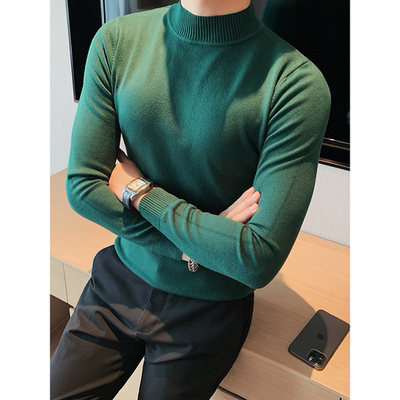半高领毛衣男款秋冬季2022新款内搭潮牌高级感薄款中领针织打底衫