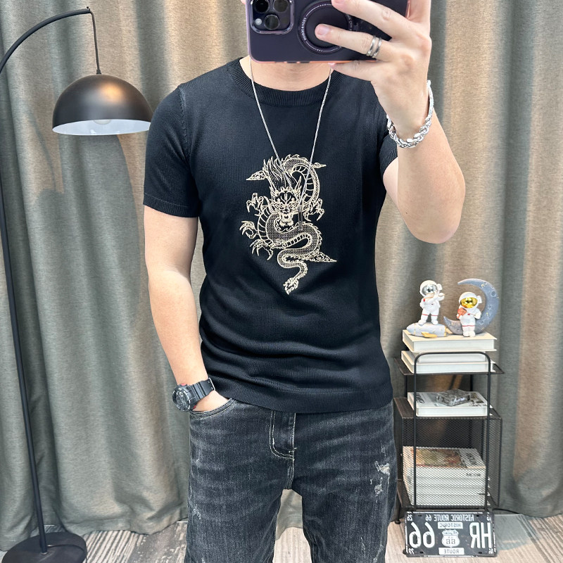 本命年龙年衣服红色短袖毛衣秋冬重工针织衫打底衫半截袖毛衫上衣