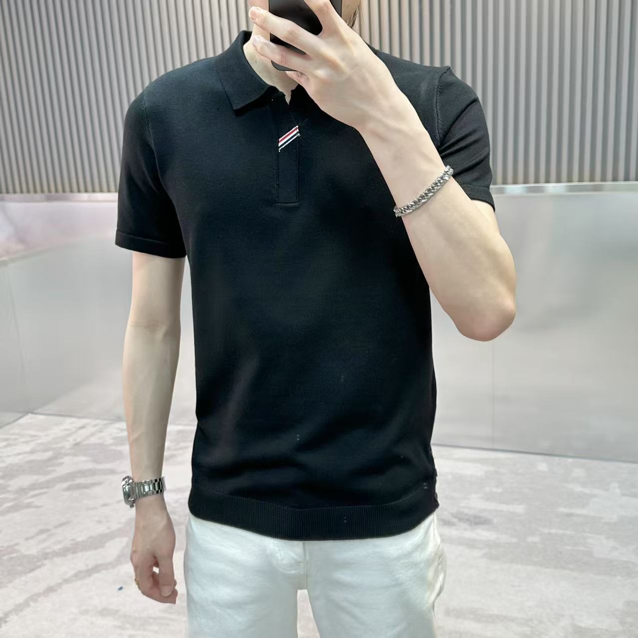 男士春夏款针织轻奢休闲韩版翻领商务时尚港风百搭短袖POLO衫