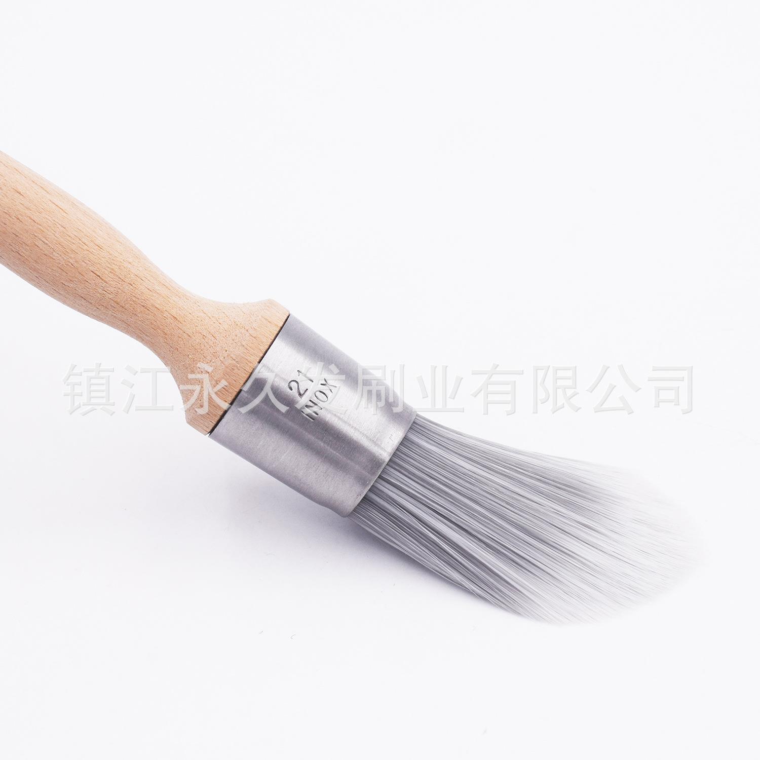 画笔刷工厂直供榉木桦木柄圆头刷不锈钢铁圈弧顶刷画笔刷