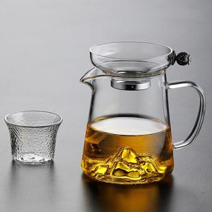 观山公道杯玻璃茶滤一体分茶器加厚耐热茶海单个网红高端茶具公杯