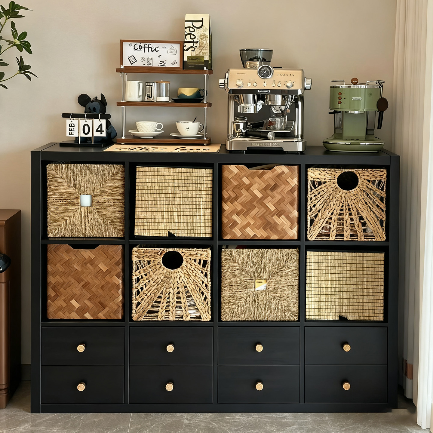 实木餐边柜家用靠墙一体储物柜