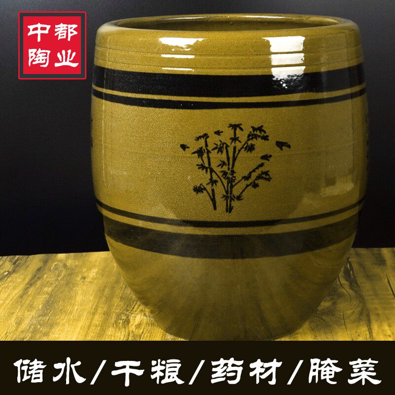 家用老式米缸储米罐腌菜发酵水缸腌咸菜土陶做酱缸储水用带盖陶瓷