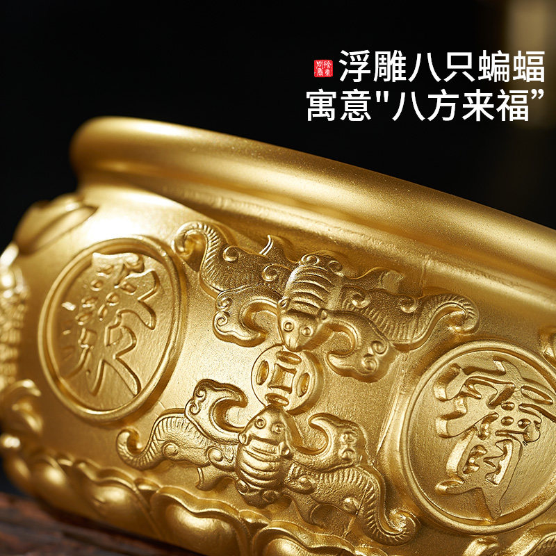 纯铜聚宝盆摆件客厅玄关家用办公店铺前台存钱罐米缸开业乔迁礼品