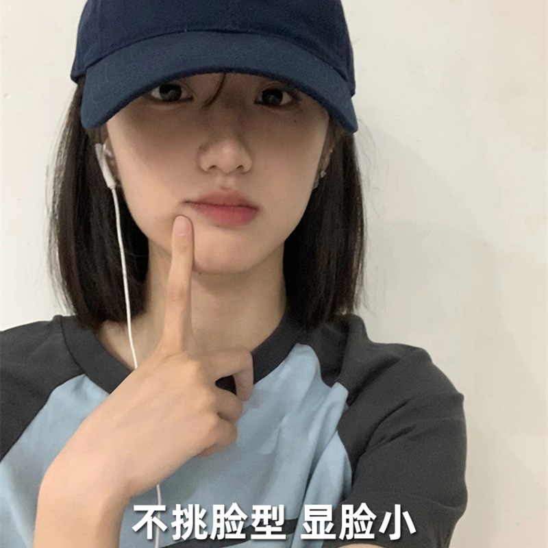 棒球帽假发一体女短发新款大头围显脸小加宽大帽檐时尚百搭鸭舌帽