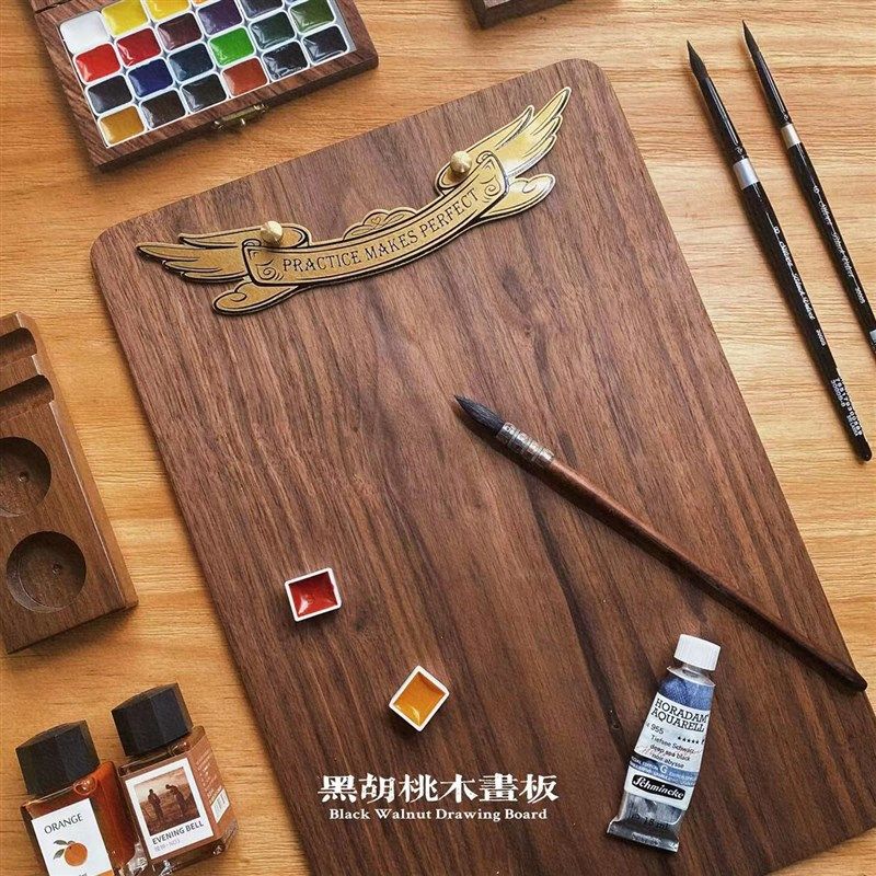 北美黑胡桃木画板手工复古速写板展示板菜单夹A4画纸垫板画板画架