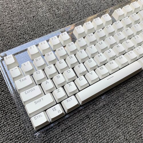 机械键盘透光白色pbt键帽104卫星轴透字大字体F2068简约FE87/k10g