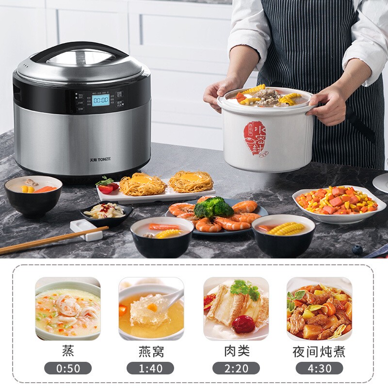 天际3.5L全不锈钢大容量电炖锅隔水炖盅陶瓷煲汤家用3-8人智能锅