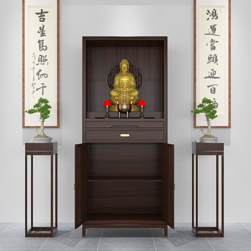 新中式实木佛龛立柜佛台家用乌金木佛柜财神爷供奉台架神龛神台柜