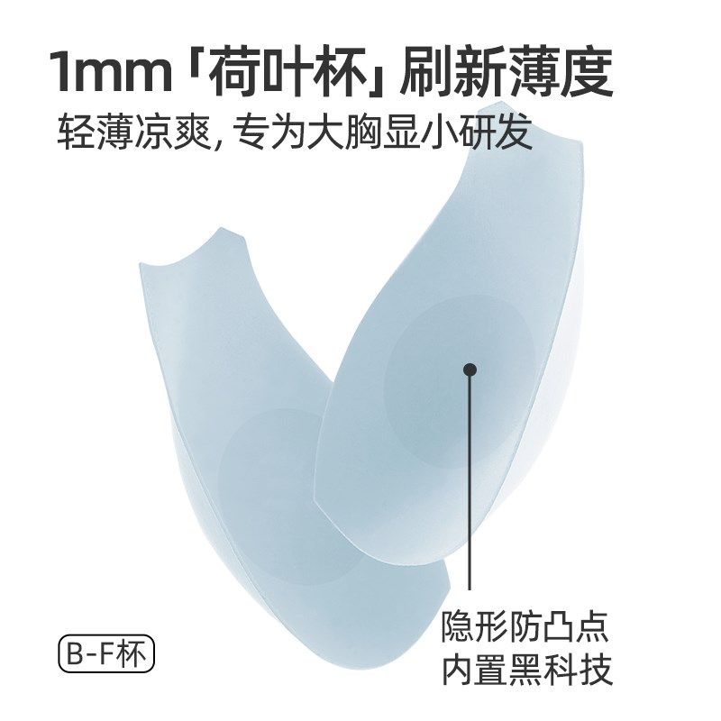 遐【小风荷】1mm超薄全罩杯大尺码内衣罩大胸显小微聚拢薄款内衣