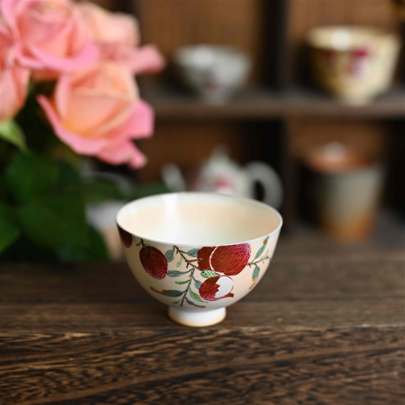 景德镇柴烧手绘荔枝茶杯纯手工主人杯女士陶瓷杯子中式送礼茶具男