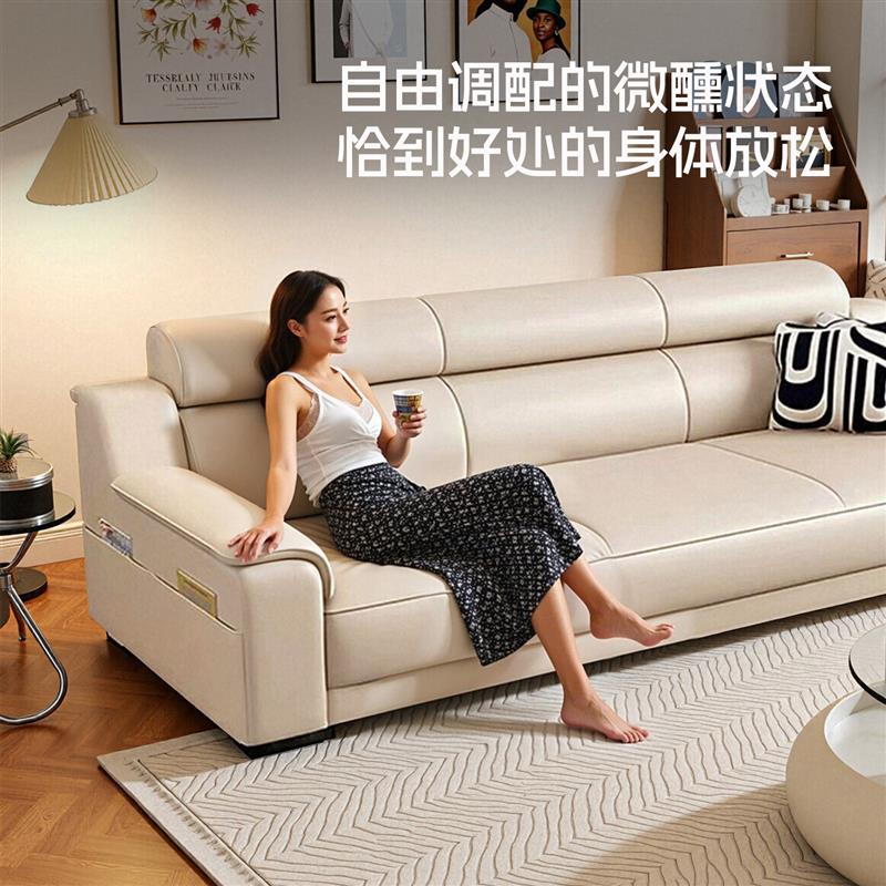 沙发客厅轻奢高级感三人位直排出租房双人储物现代简约猫抓皮沙发