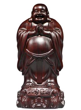 黑檀木雕弥勒佛像摆件实木质雕刻客厅装饰笑佛家居红木工艺品送礼