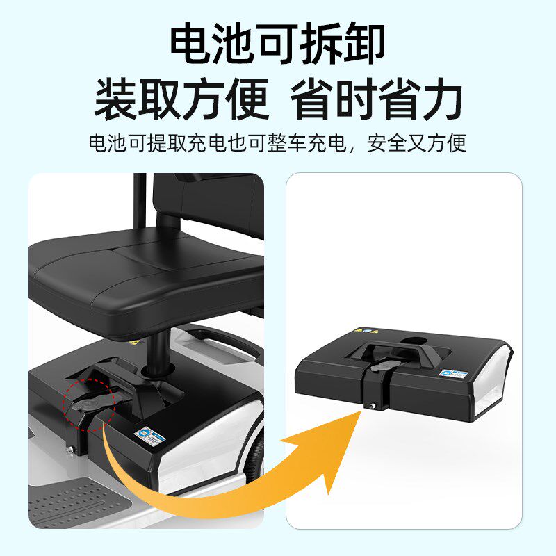 老年代步车可折叠家用小型老人四轮双人电动车残疾人防摔助力车