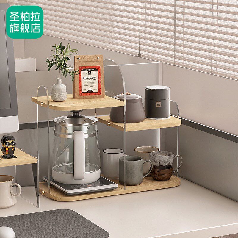 热水壶置物架桌面养生壶茶具茶壶收纳架亚克力厨房水杯杯子储物架