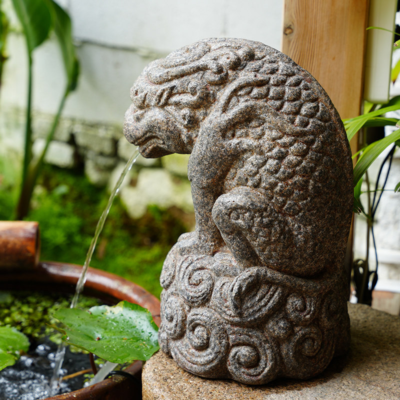 中式户外庭院鱼缸水循环流水器花园水池造景装饰吸水兽中国风摆件