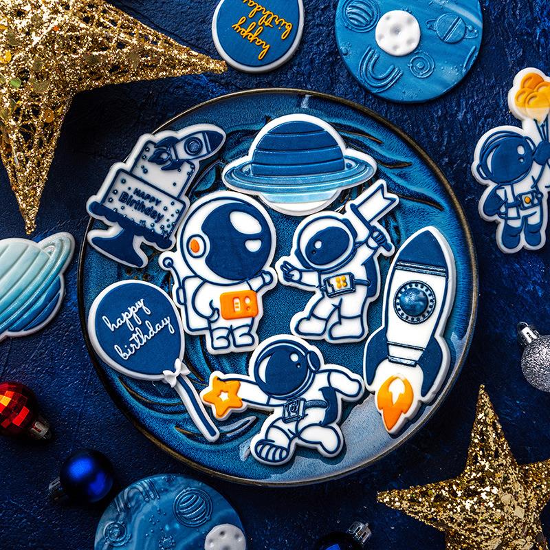 卡通太空人翻糖饼干模具 星球宇航员蛋糕曲奇装饰切模DIY烘焙工具