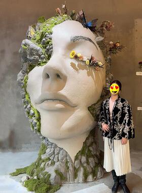 网红人脸面具背景墙壁饰雕塑 咖啡奶茶酒吧KTV商场落地装饰摆件