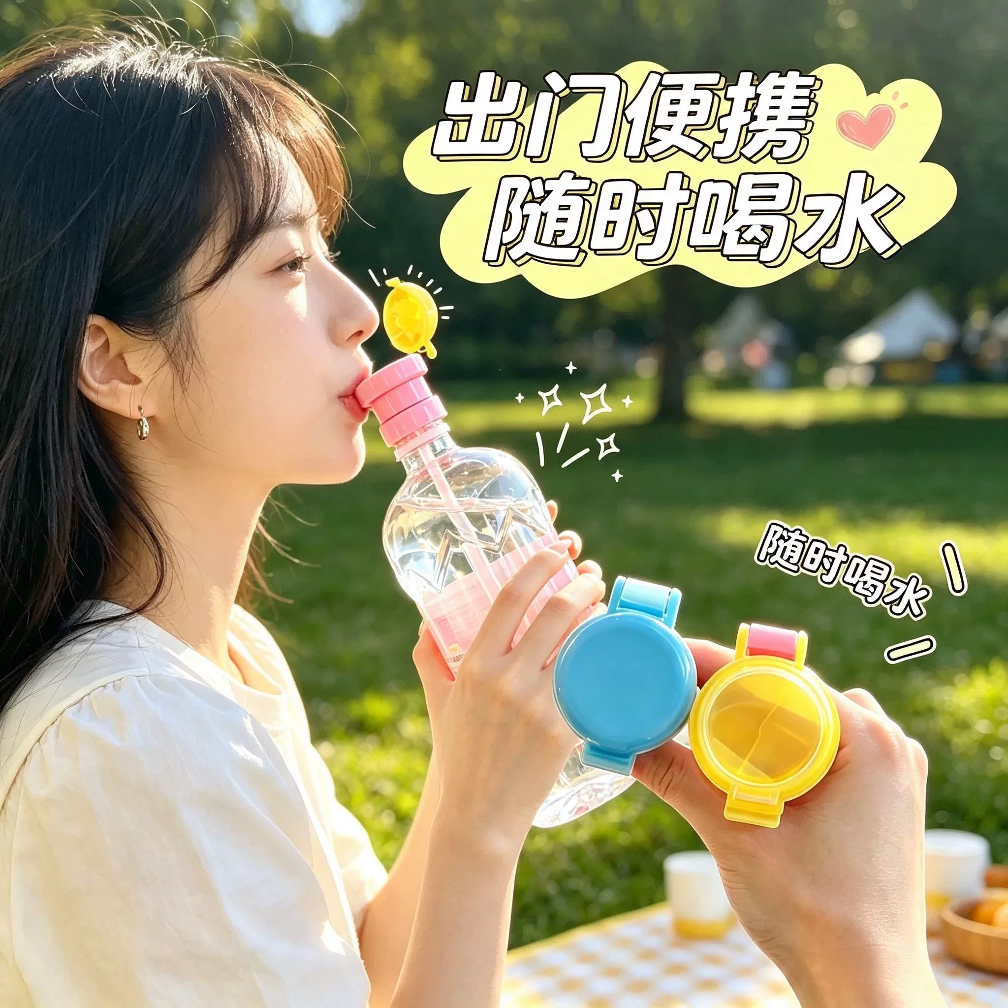 通用三合一吸管瓶盖转换头