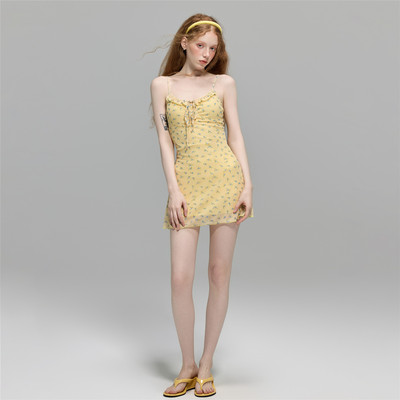 苏拉娜公主三件套分体泳衣女保守显瘦遮肚裙式防晒碎花泡温泉泳装