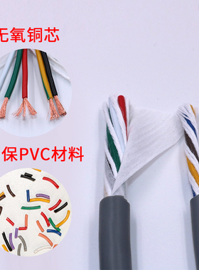 灰色高柔性电缆线TRVV 3 4 6 8芯0.5 0.75平方耐磨拖链随行电源线