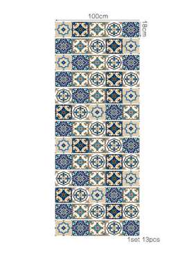 L212画谷自粘3跨D墙贴壁画13片梯马贴蓝色瓷砖图ebay亚逊货源境货