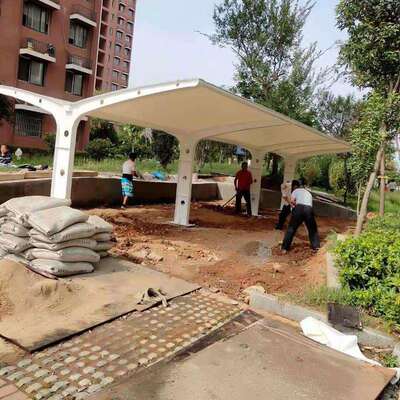 膜构车电棚汽车棚遮阳停车棚桩七字张拉结膜景观棚户外RYN充防雨