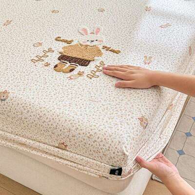 层A类双纱床件笠三件套单罩54453毛巾绣防床尘保护罩四季通用