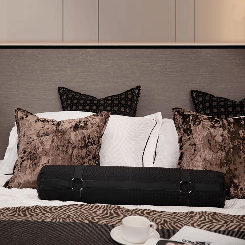 轻奢高档割黑咖抱枕售楼处样板间软装绒上床件套酒店民宿JY97多靠