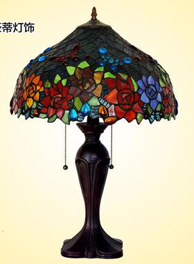 厂家室直销17寸蝶RPX恋玫瑰帝凡尼复古台灯卧灯温之馨婚房饰装台