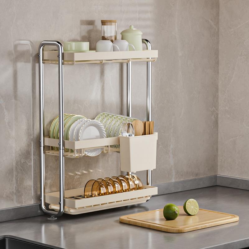 不锈钢碗盘收JF-8297-纳架功厨房置物架台碗碟沥水架多盒能碗筷窄