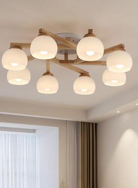 客厅现代简约225顶年新款灯42358具客厅主灯原木卧室灯led0吸灯灯