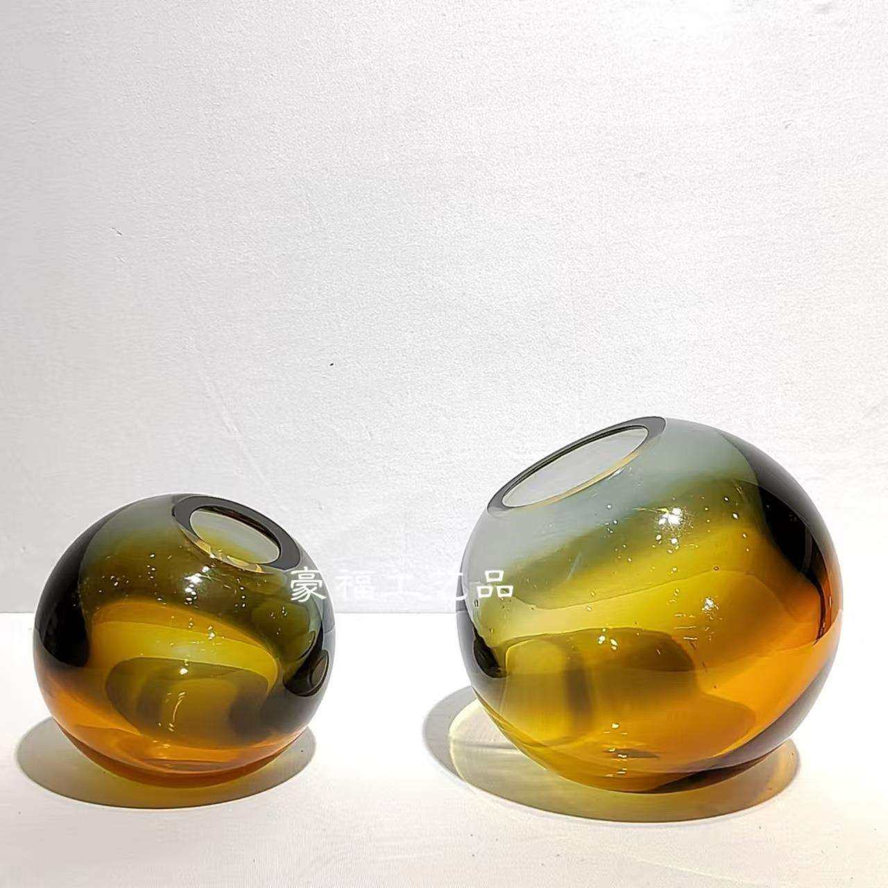 渐变826-13琥珀切面斜璃口圆球玻花瓶摆件家居样板房桌面色插花摆,鲜花速递/花卉仿真/绿植园艺,其它园艺用品,淘宝优惠券,粉丝福利购,淘宝优惠卷