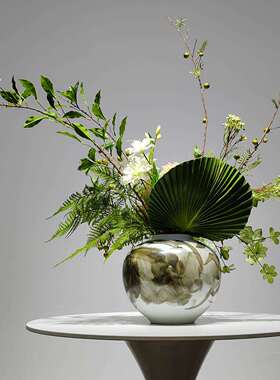 式现代售中楼处仿真花艺样板间新酒OVL装店营销中心玄关假花饰品