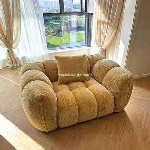 法式 闲布艺 EDB油风南单人沙发现代瓜简约客厅休奶沙发椅设计师款