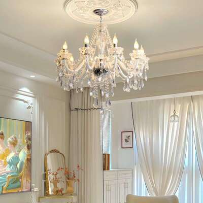 法式灯轻水奢晶吊主客厅灯复古JMY宫廷风全光谱护眼高档别墅灯具