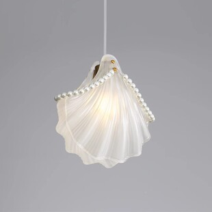 卧室头吊灯代约法式少女贝壳吧台小吊灯意现式轻床奢UJA网红吊简