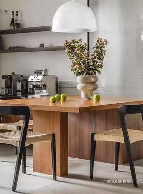 叠简约实木餐椅中复古风绳椅NEA设计餐师瑞克椅家用客编厅可放绳