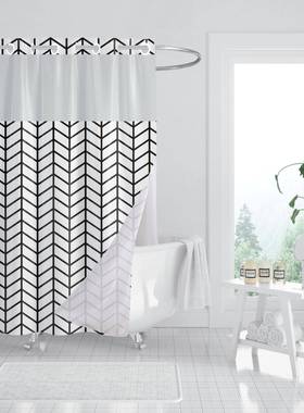 24帘125445年帘双层印花浴干断湿分离开口大扣浴隔l帘防水防霉浴