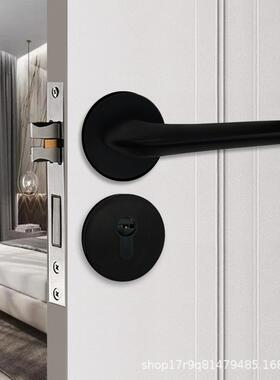 分体黑色静门锁门锁卧室房间SIG门实木音锁门具轻奢家用把手房套