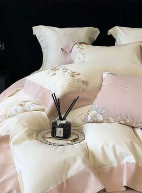 轻奢10棉0支全磨床单四件套被纯棉高端刺绣套毛秋冬加WRP厚床上用