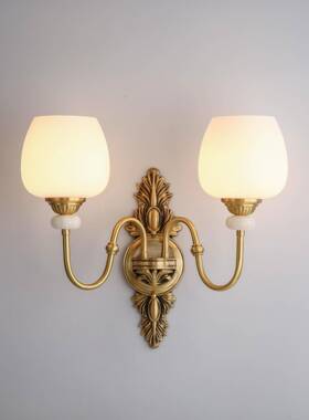 美式复古客581厅壁灯室床头墙灯欧式楼梯铜全法式高卧铜端黑色墙