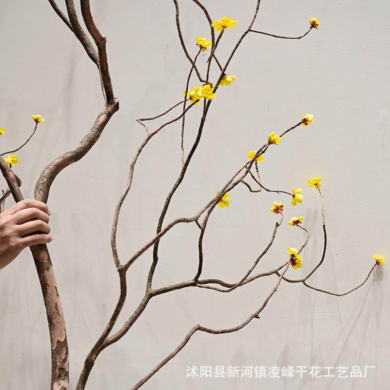 然干树枝商天场装饰造型树干内室枯插花造景仿真仿真梅花绿枝植梅