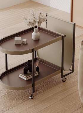 厅奢马鞍皮沙发边几客阳台可移轻动置物架设计感推车小JTO型茶户