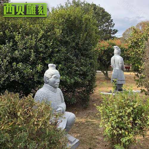 大理摆石人物兵马材俑雕塑石雕FXO古兵马俑件石古代人仿物雕塑