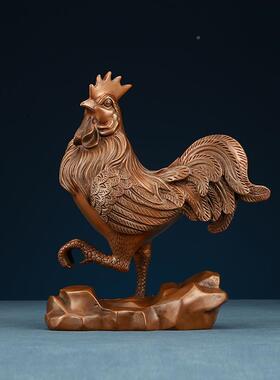 紫铜生鸡设设摆件铜鸡工艺紫铜生肖品摆家居肖摆铜饰品