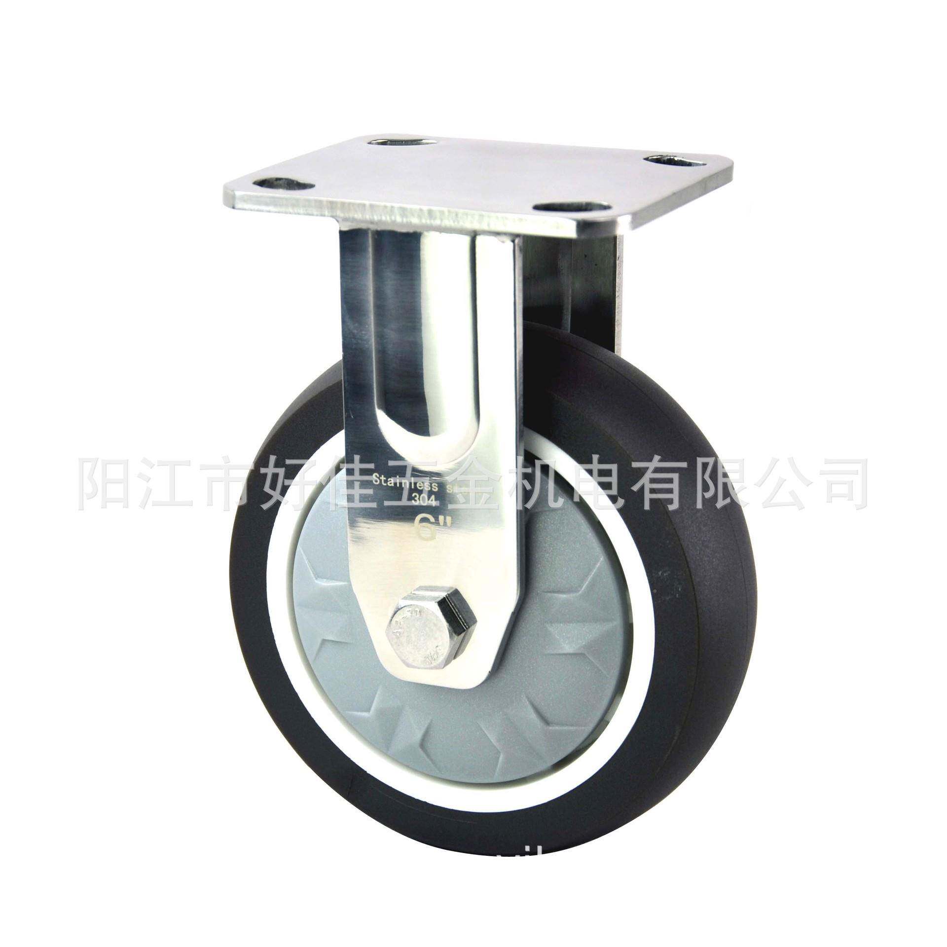 0源工厂直供6头HJ829150X2重型34不锈钢静音TPR定全向脚轮