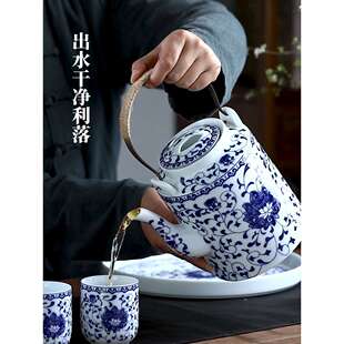 陶仿瓷壶大号凉水958壶家用提镇梁壶泡茶茶壶景德老式青花瓷古冷